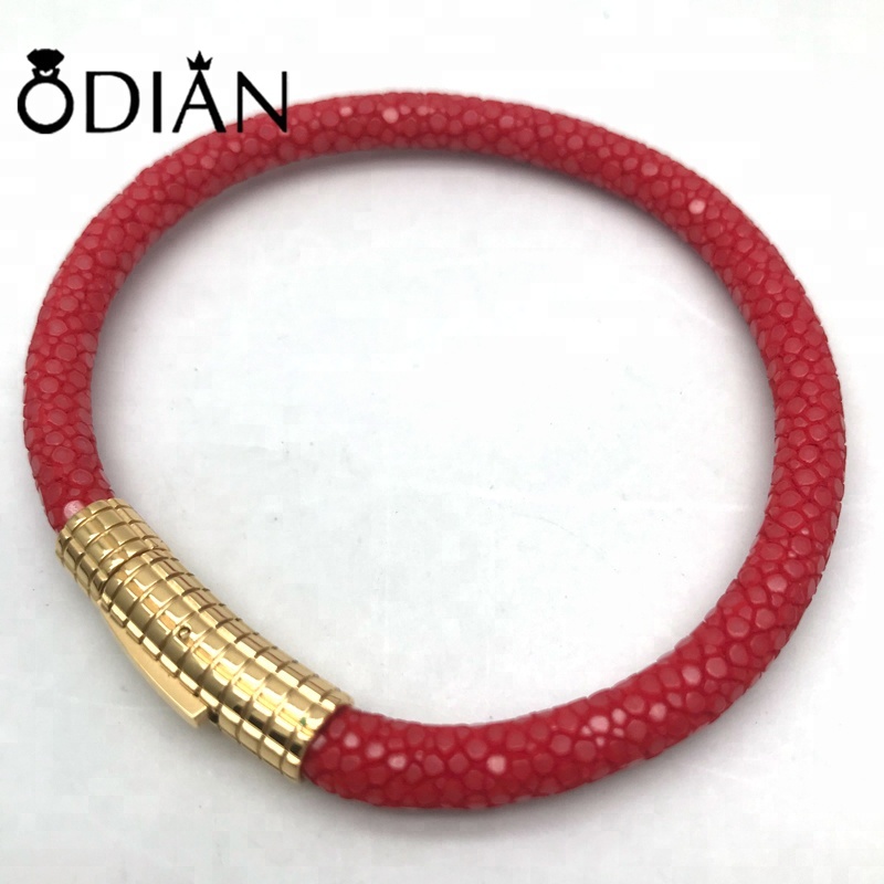 Luxury jewelry fashion Style Stingray Leather stainless steel clasp Bracelet bangle