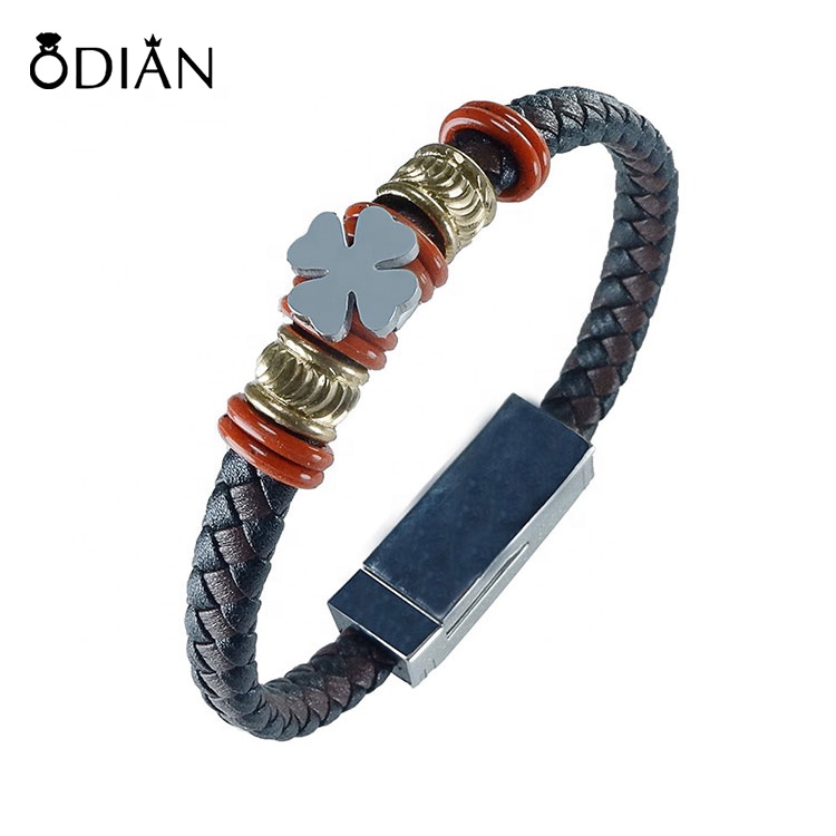 Custom Quality Stainless Steel Clasp Bracelet Wearable Cell Mobile Phone Iphone USB Data Cable Charger Charging Bracelets