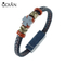 Multifunctional Fast Charging Cable Bracelet Stainless Steel Metal with Genuine Leather Charging USB Bracelet