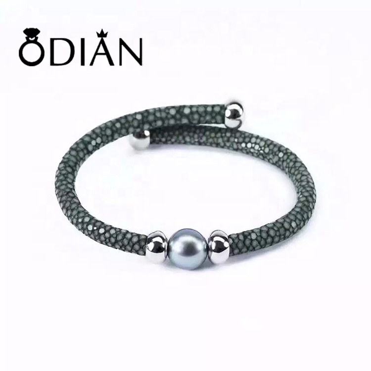 Natural true luxury stingray leather bracelet jewelry with the freshwat pearl bracelet