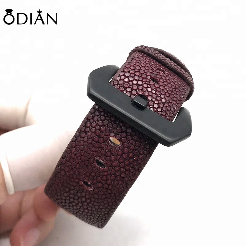 Genuine stingray and python leather watch strap band with excellent handmade stainless steel watch buckle clasp