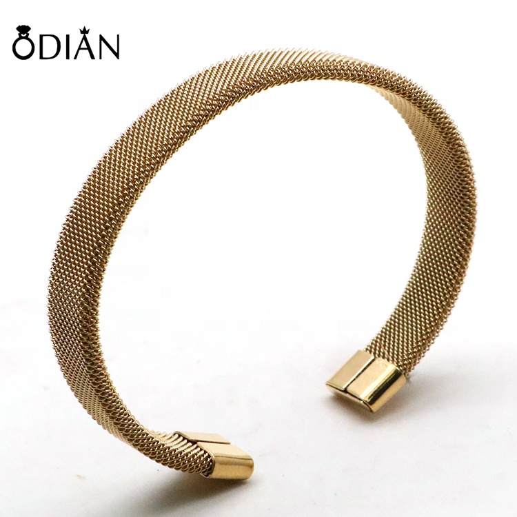Fashion mesh stainless steel bracelet, electroplated cuff bracelet, black/silver/gold/rose gold Bangle