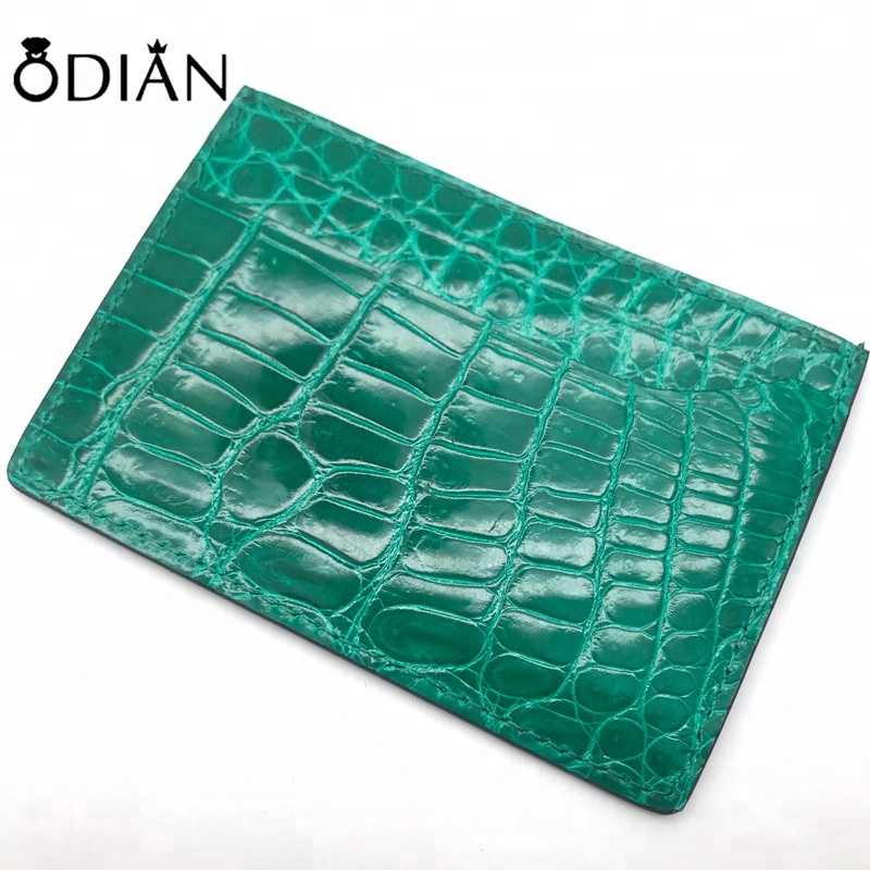 Hot selling crocodile skin leather custom business credit card wallet holder