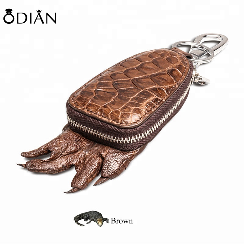 Hot selling top quality brown Crocodile Leather Car Key Case Wallet Keychain Bag