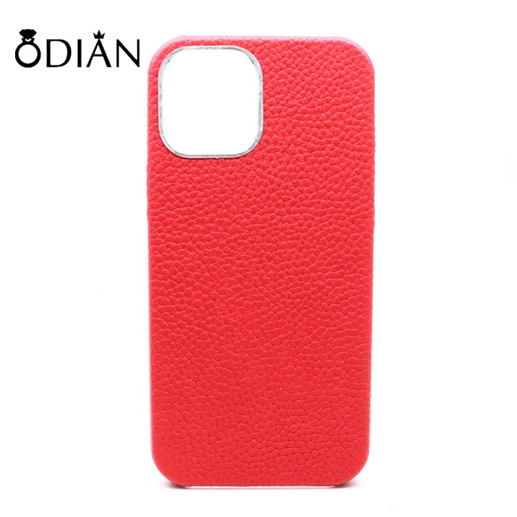The new creative leather metal frame case is suitable for Apple 11 mobile phone case real cowhide watch case