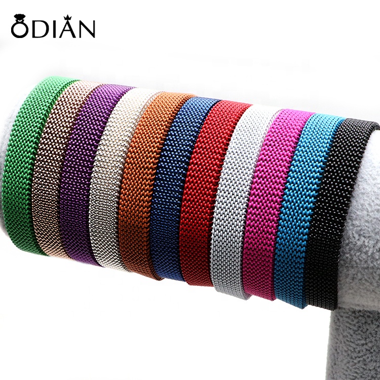 High quality elastic mesh wide Stainless Steel bracelet with silver cuff bracelet for women