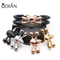 Odian Jewelry 5mm Genuine stingray and python leathe cord made with stainless steel cross stinghd skull bracelet for men