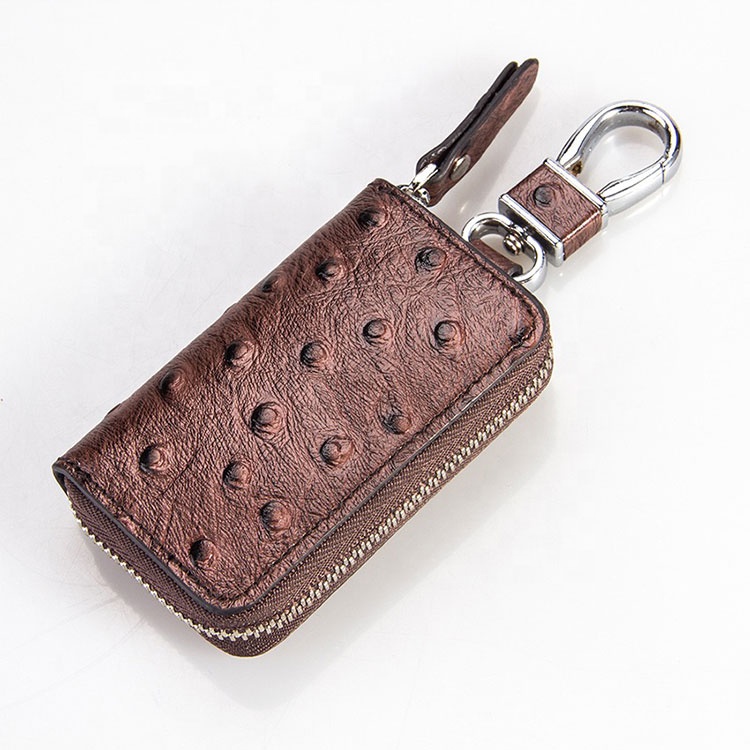 Mini Fashion Smart Leather Key Wallet Car Key Case Ostrich Grass Green Leather Car Key Bag