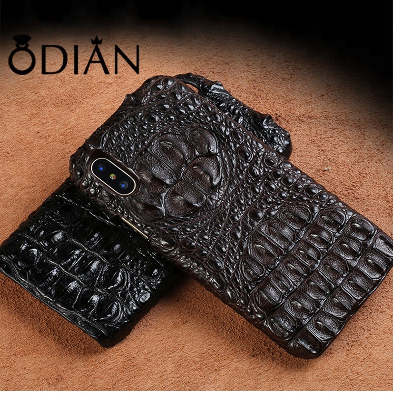 Luxury Genuine Crocodile head skin Leather Cover Phone shell case cover