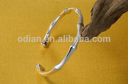 Hot fashion silver stainless steel bamboo hollow bangle bracelets for women jewelry