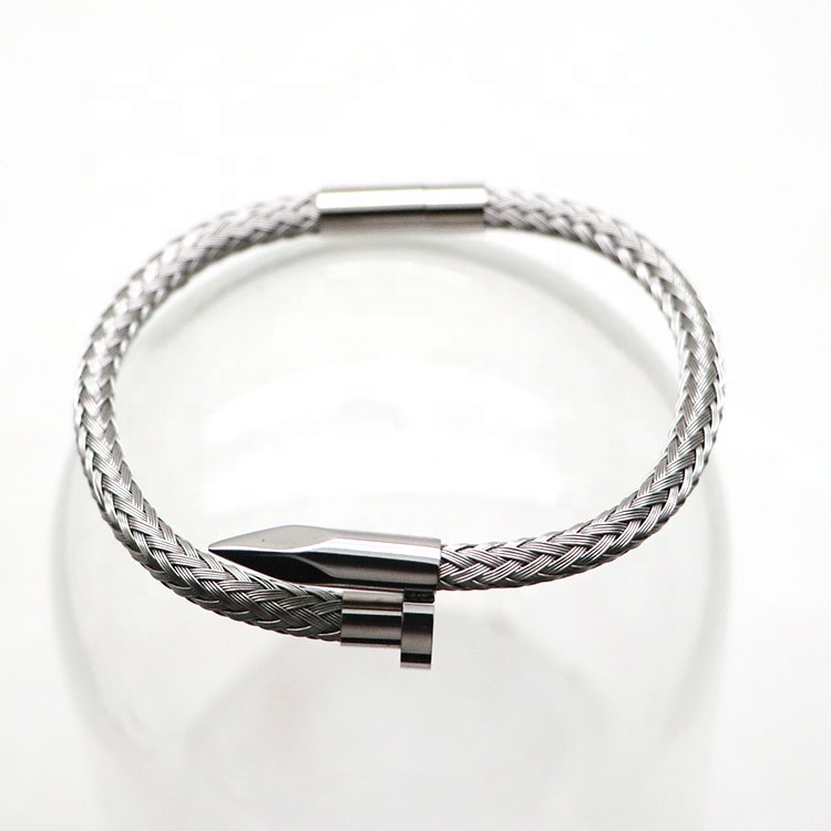 High Quality men luxury genuine stainless steel nail bracelet for boys