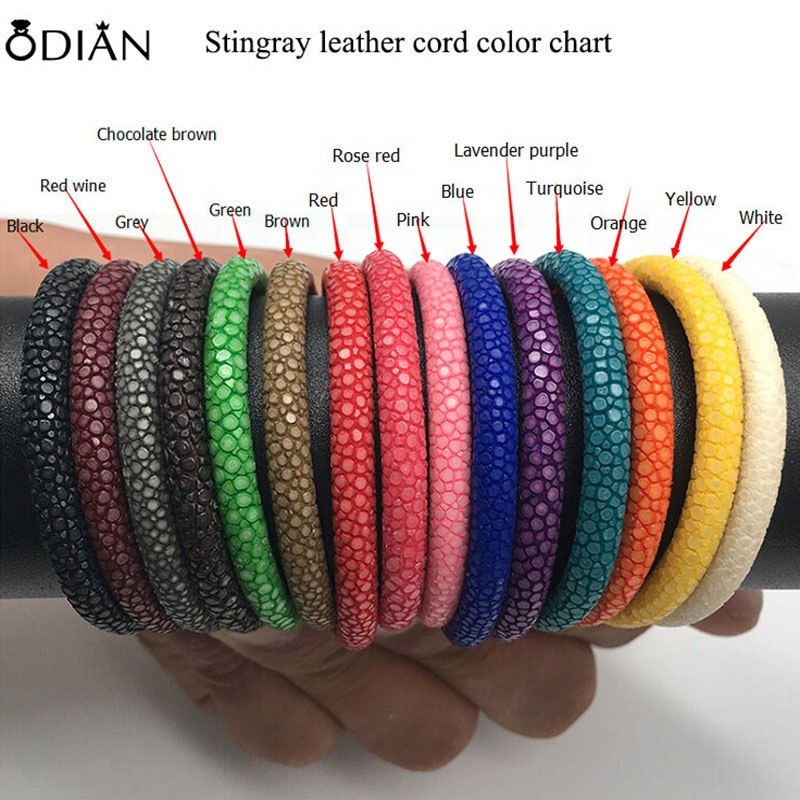 Odian Jewelry Genuine python stingray Braided cow Flat Leather Cord for bracelet jewelry