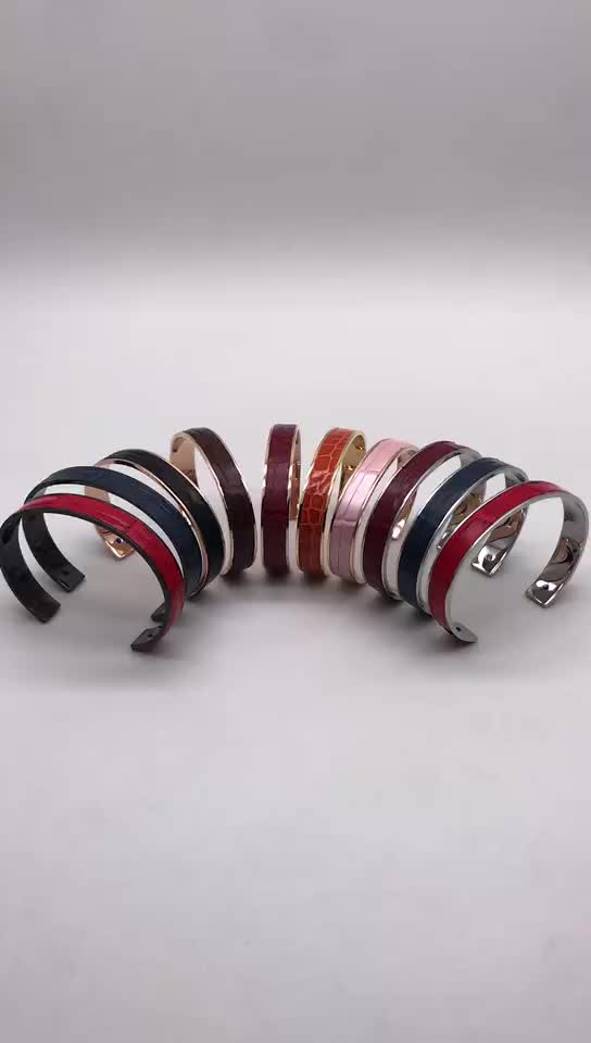 New design stainless Steel Bracelet Bangle With Genuine Python /Crocodile/ Lizard/Stingray /Ostrcih Skin
