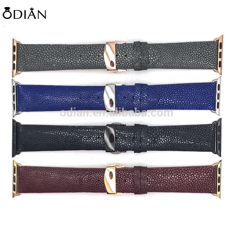 Hot selling smart watch band for apple leather watch band stingray leather watch band