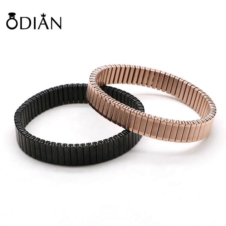 Stylish exquisite retractable stainless steel bracelet electroplated in black gold rose gold