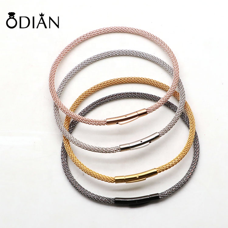Odian top quality fashion women stainless steel Mesh Cable metal bangle