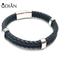 Hot Selling 316L Stainless Steel Adjustable Custom Braided Genuine Leather Bracelet for Men