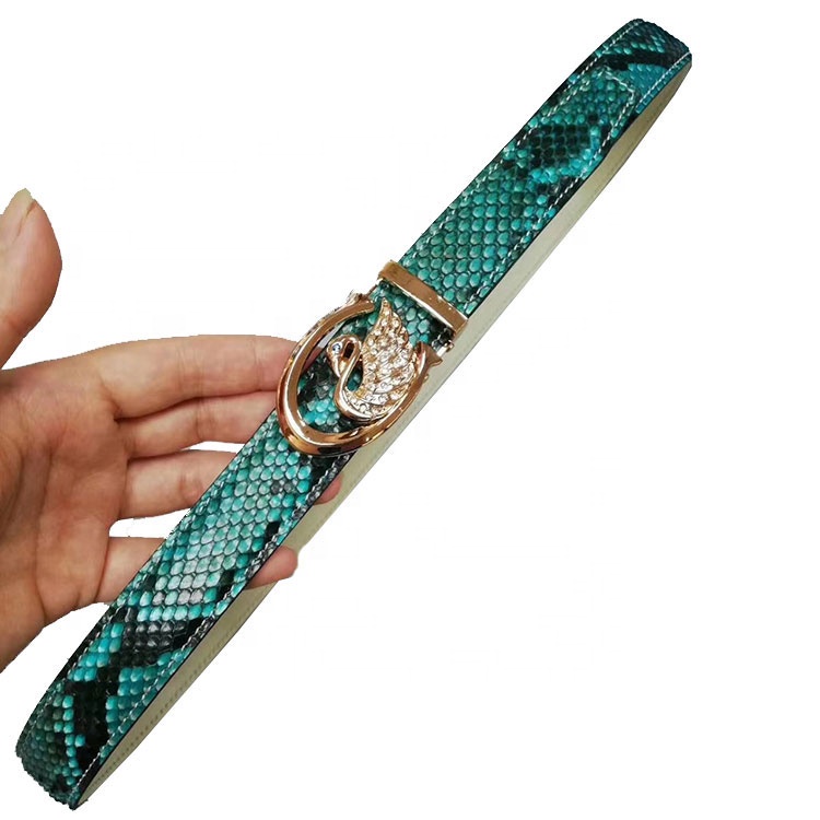 Fashionable leather python leather belt, a variety of colors optional, custom micro label