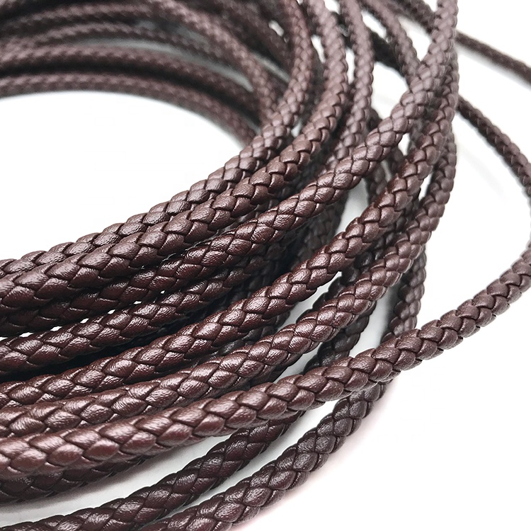 Odian Jewelry genuine cowhide 5mm 6mm leather cord Flat Laces Round metallic Regaliz Braided leather cord Exotic leathe cord