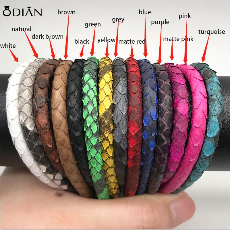 Odian Jewelry Genuine python leather cord matte pink color python leather cord