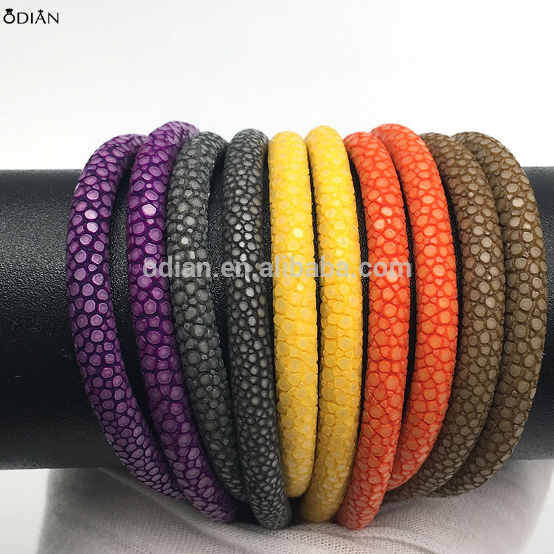 Different Sizes of Thailand Galuchat round stingray leather cord for sale