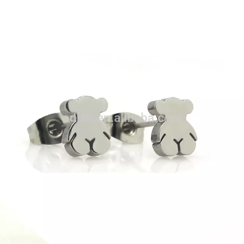 316 stainless steel bear stud earring bear earring plated rose gold and gold