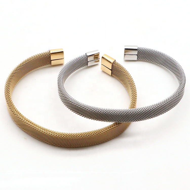 Jewelry Manufacturer Wholesale Stainless Steel Mesh Cuff Bracelet Bangle For Gifts