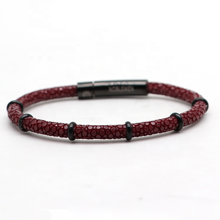 Charm Jewelry Genuine Stingray Leather Bracelet With Metal Accessories