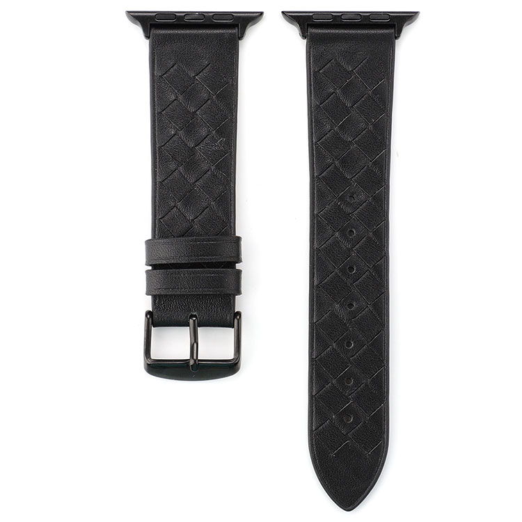 For Apple Watch Series Bands, 42mm 38mm Genuine Leather Embossed Woven Watch Strap For iWatch Band 4/3/2/1