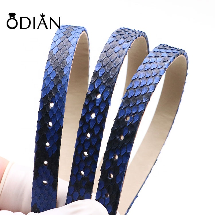 custom made wholesale price 100 percent genuine python snake skin leather cord in 8/10/12mm Wide flat snakeskin rope