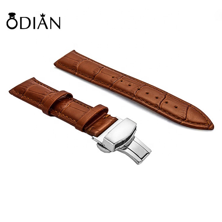 Fashion Genuine Leather Material and black,brown,light tan, Red color.Color Calf Leather watch straps