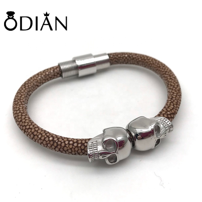 New design blue Luxury quality men python leather bracelet snake skin bracelet
