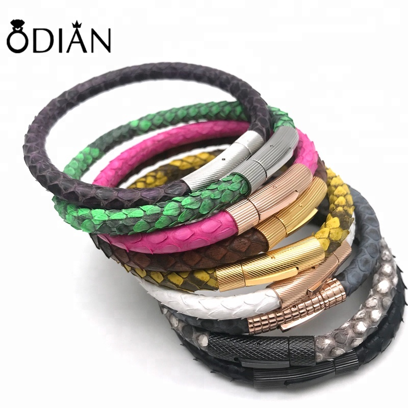 Fashion design luxury high quality genuine python leather bracelet