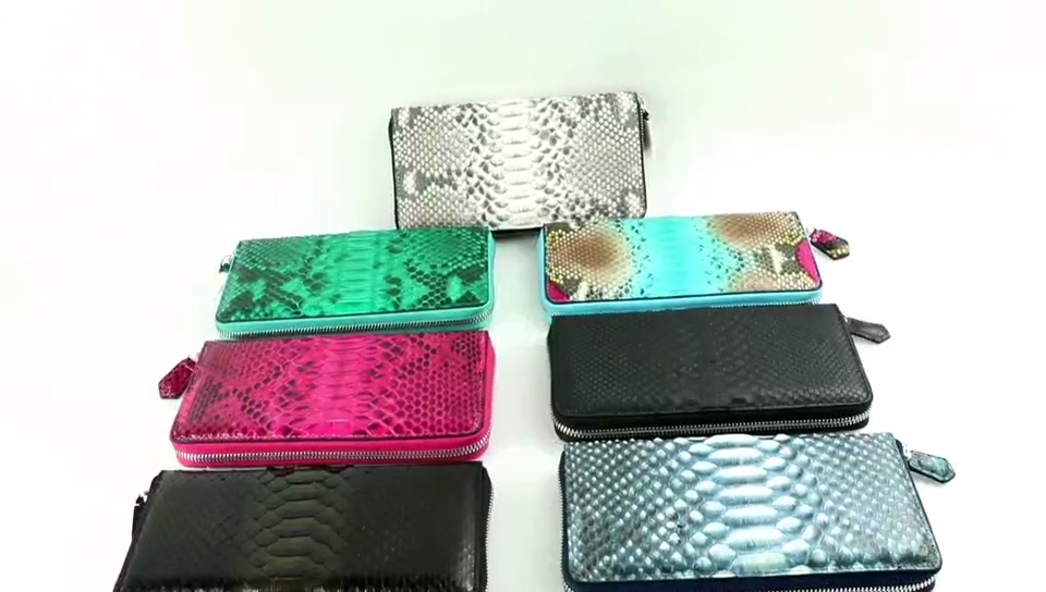Python skin lady clutch purse genuine leather women's wallet long wallet women