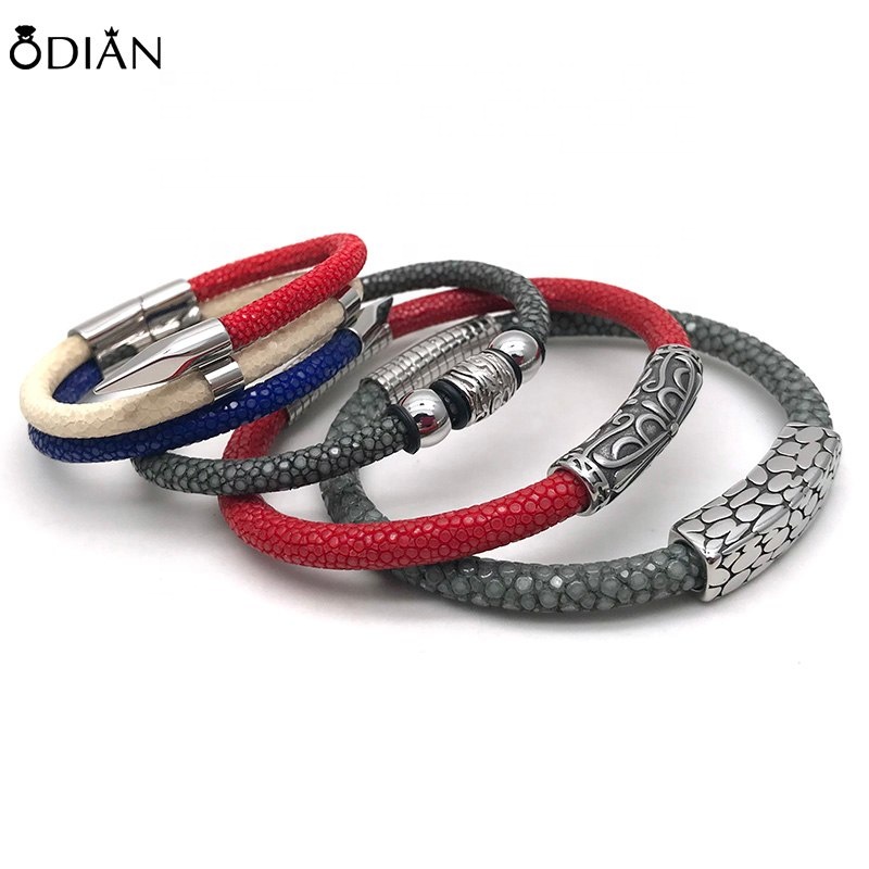 Odian Jewelry Luxury Python Snake skin Bracelets For Men northskull bracelet for man