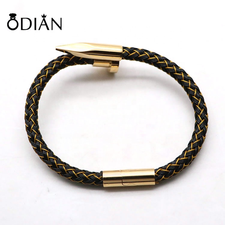 Braided stainless steel Nail Bracelet Charm Bracelet Stainless Steel Cuff Bracelet for Men and Women