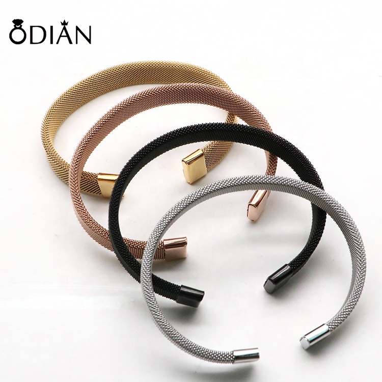Simple style new fashion elastic stainless steel mesh bangle wholesale,Customize cuff color
