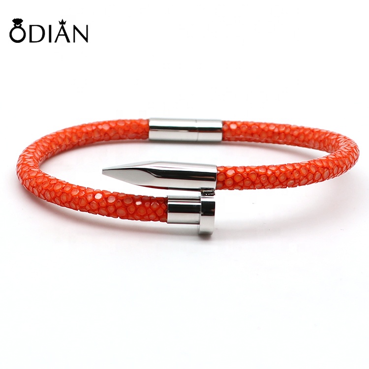Men's Fashion Genuine Stingray Nail bracelets For Best Watch Accessory custom design leather bracelets