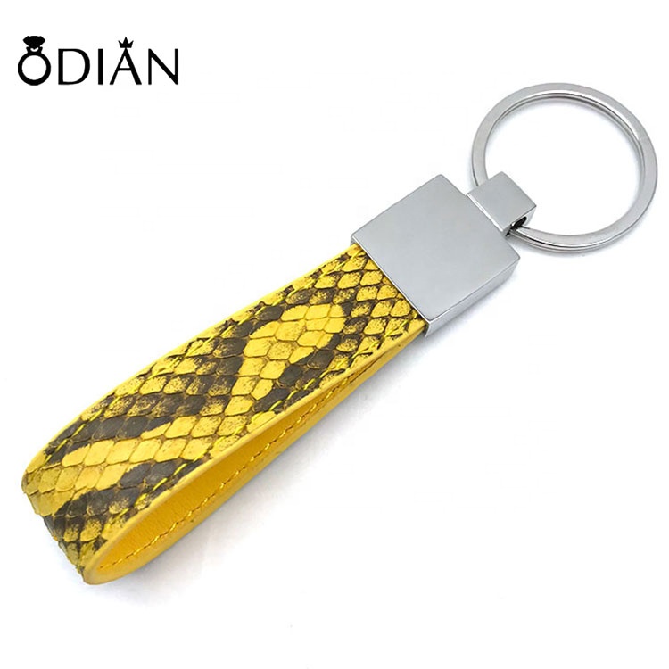 Handmade high quality real python skin key chain,python skin leather keychain