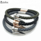 High Quality Jewelry Wholesale Luxury Bracelet Mens grey Stingray and Python Leather nail Bracelet