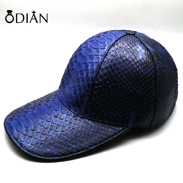 Luxury High Quality Genuine Python Skin Leather Baseball Hat, Adjustable hat buckle