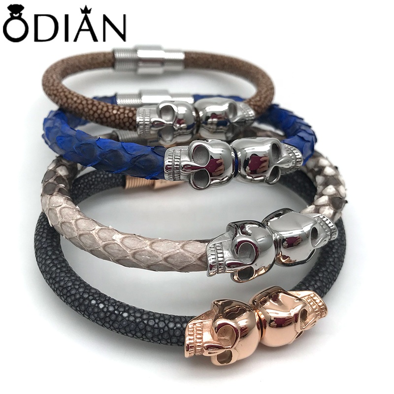 Wholesale Jewelry High Quality Genuine Stingray Leather Bracelet With Stainless Steel Clasp