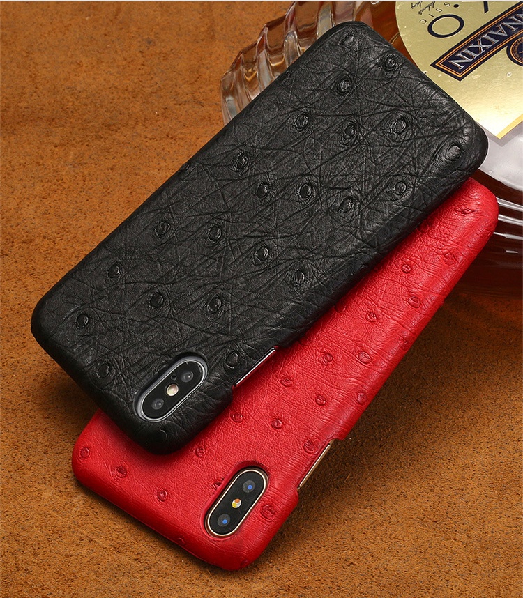 Durable Phone X mobile phone case leather , ostrich pattern phone x mobile phone case, mobile phone holster