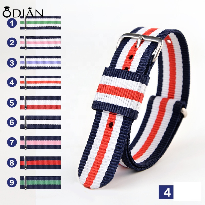 In stock no logo textile nylon rose gold buckle silver color flag men and women watch belt 13mm 18mm 20mm