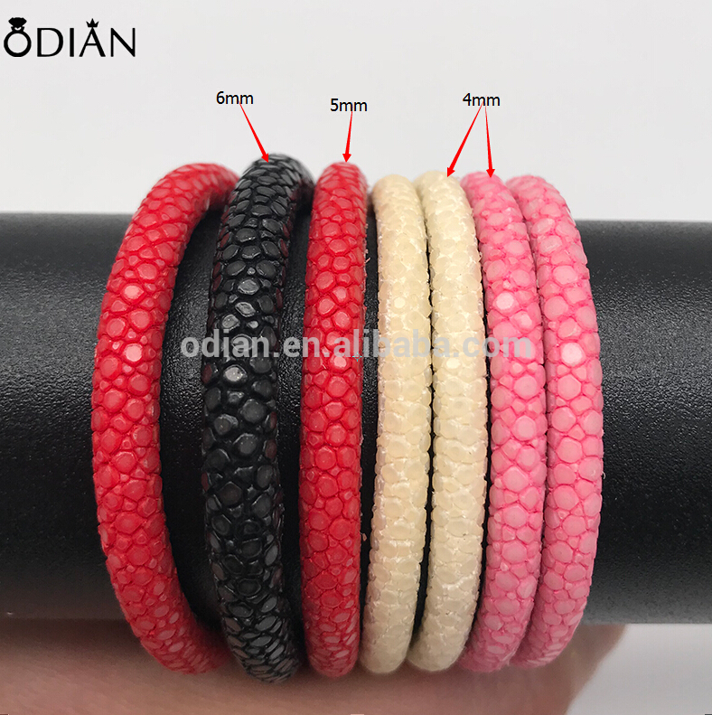 Lowest Price China Manufacturer Water Proof Genuine 4mm 5mm 6mm Black Thailand Stingray python Leather Cord