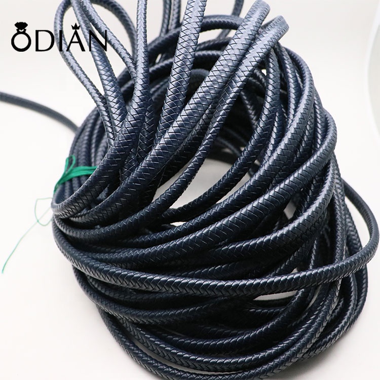 Leather 12*6mm cowhide rope, exquisite blue woven leather rope