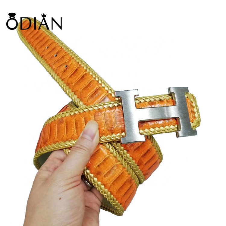 Luxury quality elegant genuine python leather belt ,Stainless steel belt buckle, individual LOGO can be customized