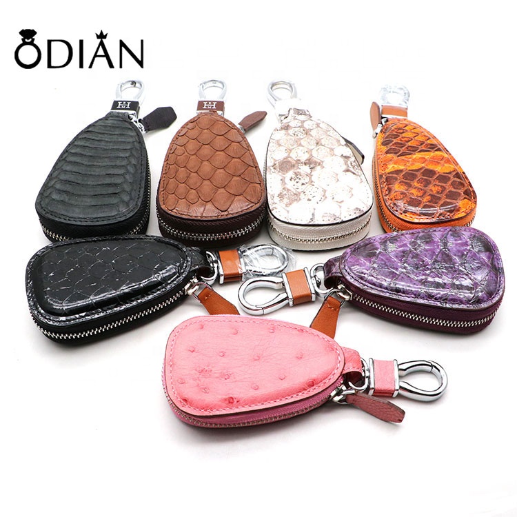Luxury portable real python skin key pack, belly python scales, pure hand bag