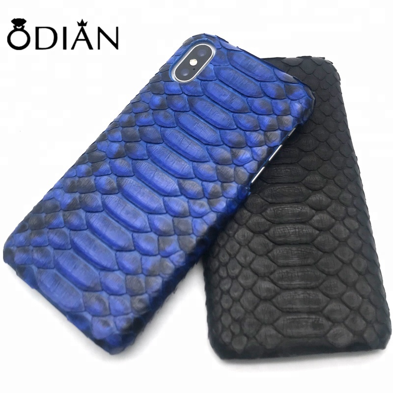 Top Quality 100% Genuine blue Python leather phone case