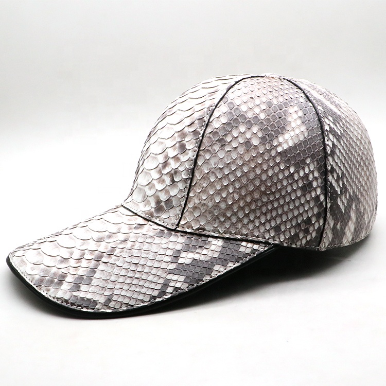 Personalised golf mens fitted 6 panel plain python skin leather pu baseball hat